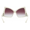 Valentino - Occhiale da Sole Butterfly in Acetato con Roman Stud - Avorio Rosa Sfumato  - Valentino Eyewear