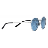 Gucci - Round Sunglasses with GG Lens - Silver Light Blue - Gucci Eyewear