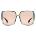 Gucci - Occhiali da Sole Quadrati - Celeste Oro - Gucci Eyewear