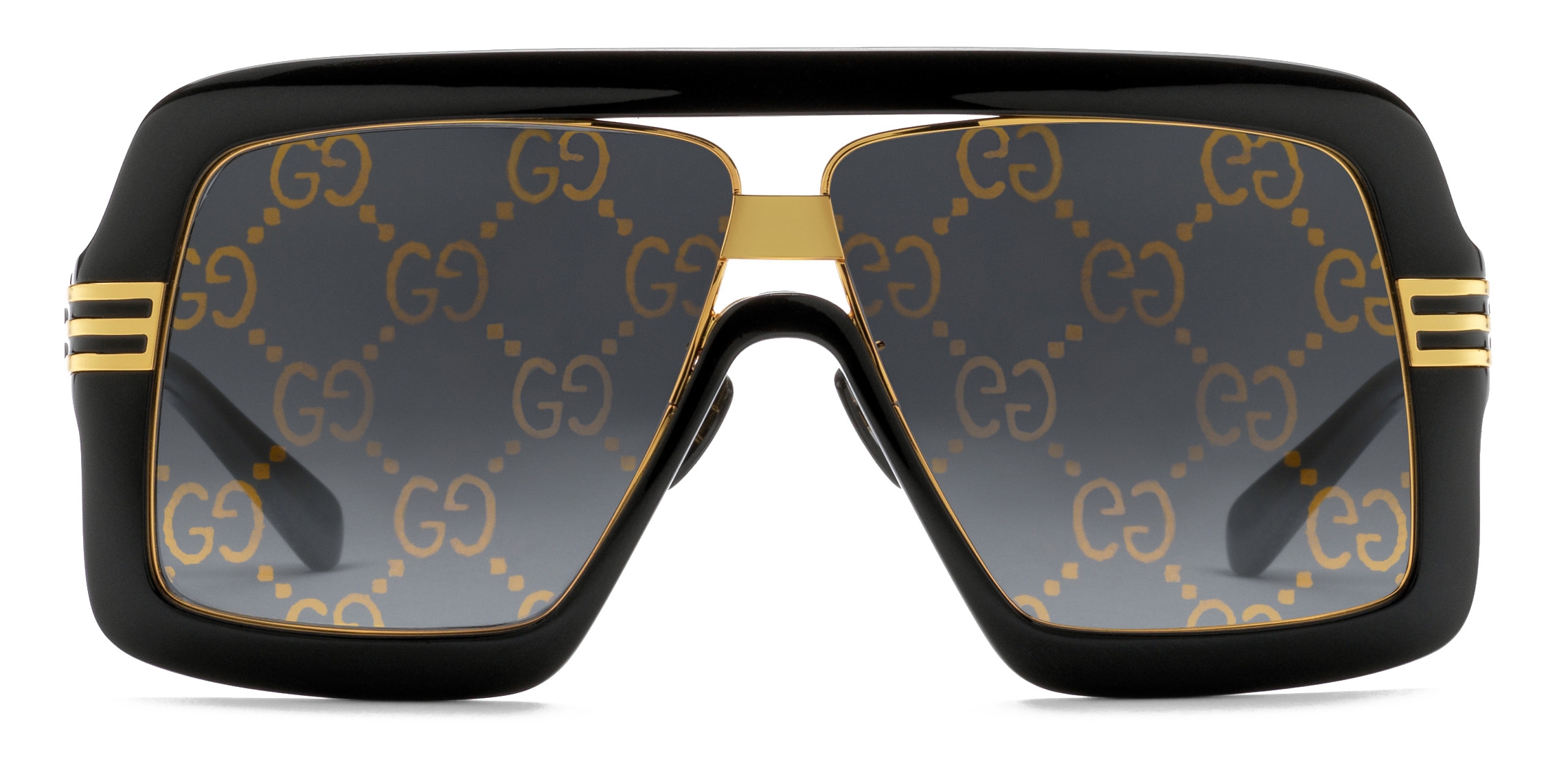 Gucci - Square Sunglasses with GG Lens - Black Grey - Gucci