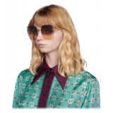 Gucci - Occhiali da Sole Quadrati - Oro Multicolore - Gucci Eyewear