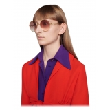 Gucci - Occhiali da Sole Rotondi - Oro Marrone Arancione - Gucci Eyewear