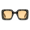Gucci - Occhiali da Sole Quadrati con Cristalli - Nero Giallo - Gucci Eyewear