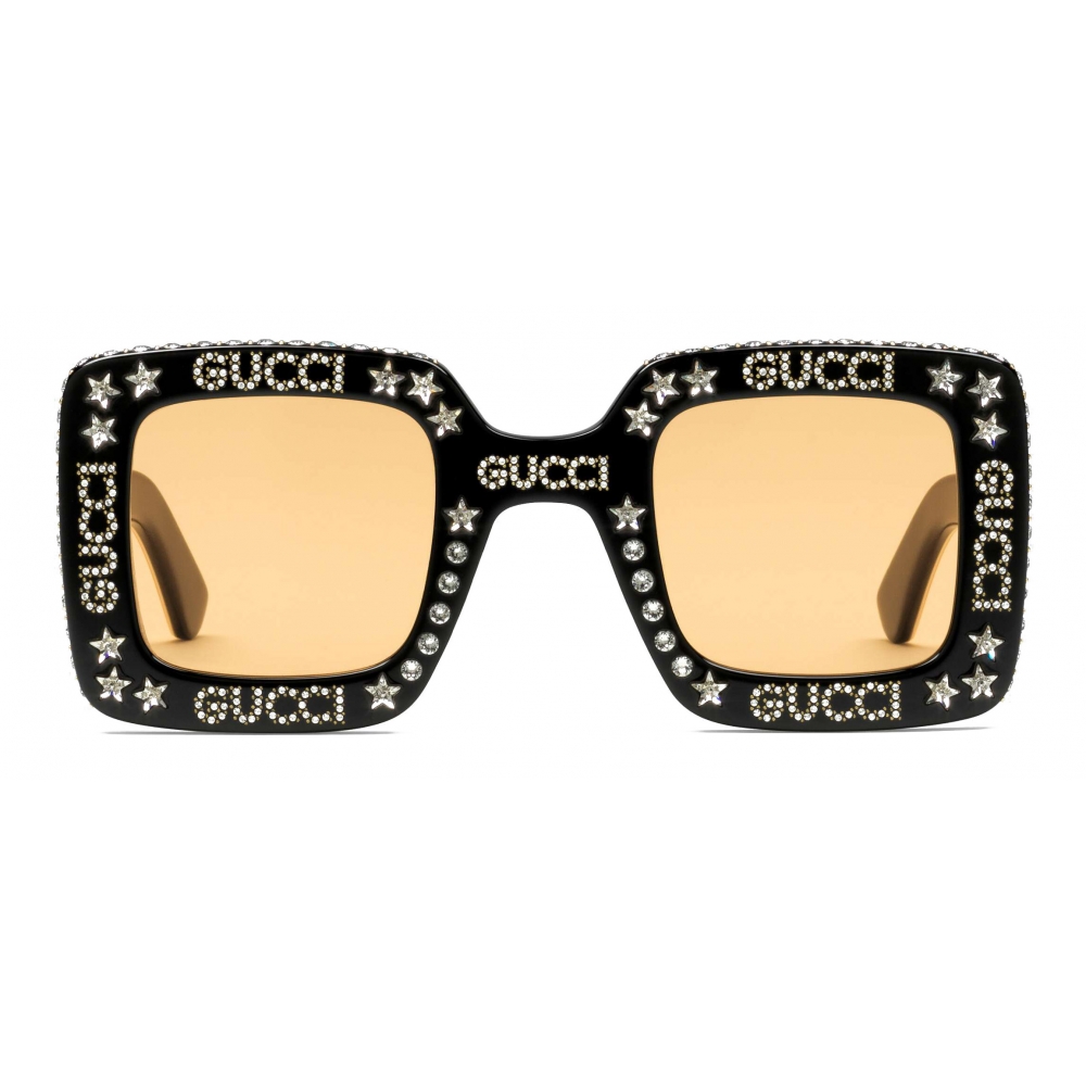 Gucci - Square Sunglasses with Crystals - Black Yellow - Gucci Eyewear -  Avvenice