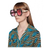 Gucci - Occhiali da Sole Quadrati con Cristalli - Nero Rosa - Gucci Eyewear