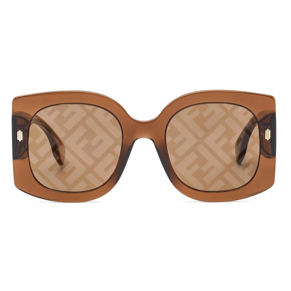 Fendi - Baguette - Square Oversize Sunglasses - Gold Gray - Sunglasses - Fendi  Eyewear - Avvenice