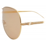 Fendi - Baguette - Occhiali da Sole Pilot Oversize - Oro - Occhiali da Sole - Fendi Eyewear