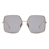 Fendi - Baguette - Occhiali da Sole Quadrata Oversize - Oro Grigio - Occhiali da Sole - Fendi Eyewear