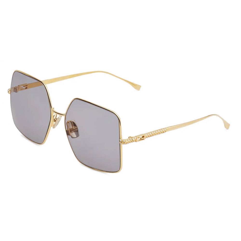 Aviator sunglasses Fendi Gold in Metal - 30983056