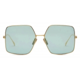 Fendi - Baguette - Occhiali da Sole Quadrata Oversize - Oro Verde Argento - Occhiali da Sole - Fendi Eyewear
