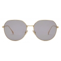Fendi - Baguette - Round Sunglasses - Gold Gray - Sunglasses - Fendi Eyewear