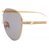 Fendi - Baguette - Occhiali da Sole Rotondi - Oro Grigio - Occhiali da Sole - Fendi Eyewear
