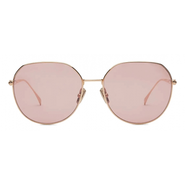 Fendi - Baguette - Occhiali da Sole Rotondi - Oro Rosa - Occhiali da Sole - Fendi Eyewear