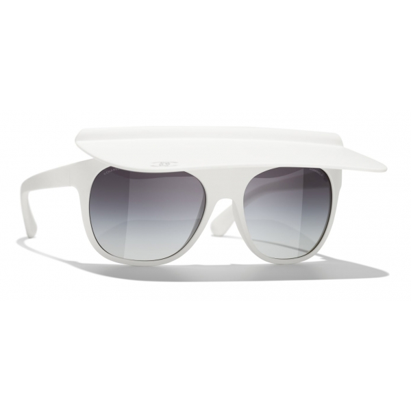 Chanel - Visor Sunglasses - White Gray - Chanel Eyewear