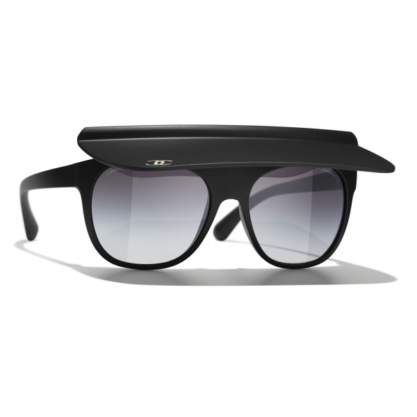 Chanel - Occhiali da Sole a Visiera - Nero Grigio - Chanel Eyewear