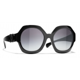 Chanel - Occhiali da Sole Rotondi - Nero Grigio - Chanel Eyewear