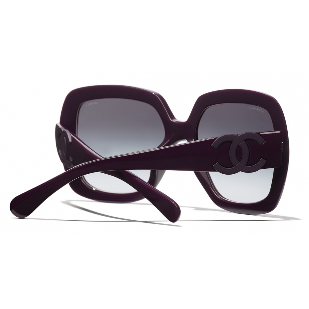 CHANEL, Accessories, Chanel 520 C576 Purple Lilac Black Frame Purple Lens  Sunglasses Italy 548125