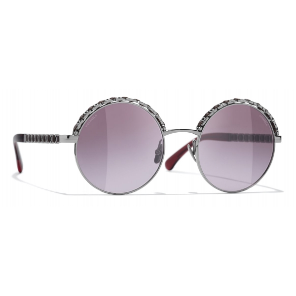 Chanel - Round Sunglasses - Dark Silver Red - Chanel Eyewear