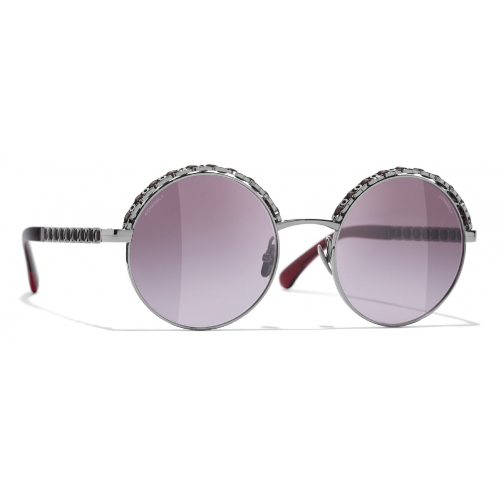 Chanel - Round Sunglasses - Dark Silver Red - Chanel Eyewear - Avvenice