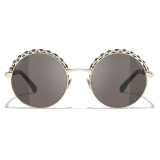 Chanel - Occhiali da Sole Rotondi - Oro Nero Marrone - Chanel Eyewear