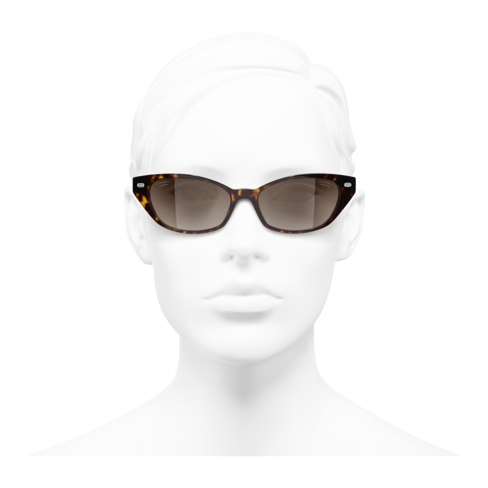 Chanel Cat Eye Sunglasses - Acetate and Tweed, Dark Tortoise - Polarized - UV Protected - Women's Sunglasses - 5513 C714/S9