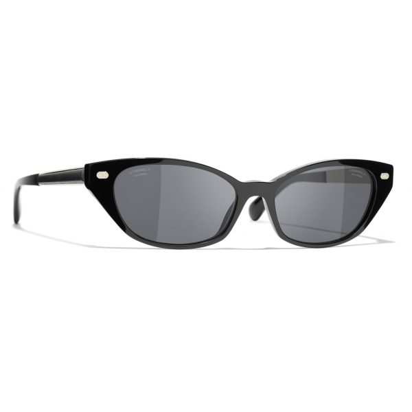 Chanel - Cat-Eye Sunglasses - Black Gold Gray - Chanel Eyewear