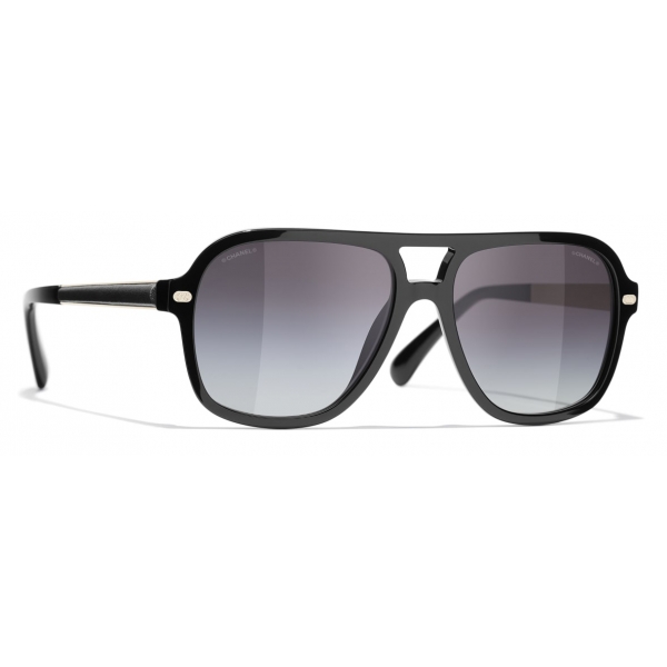 Chanel - Pilot Sunglasses - Black Gold Gray - Chanel Eyewear