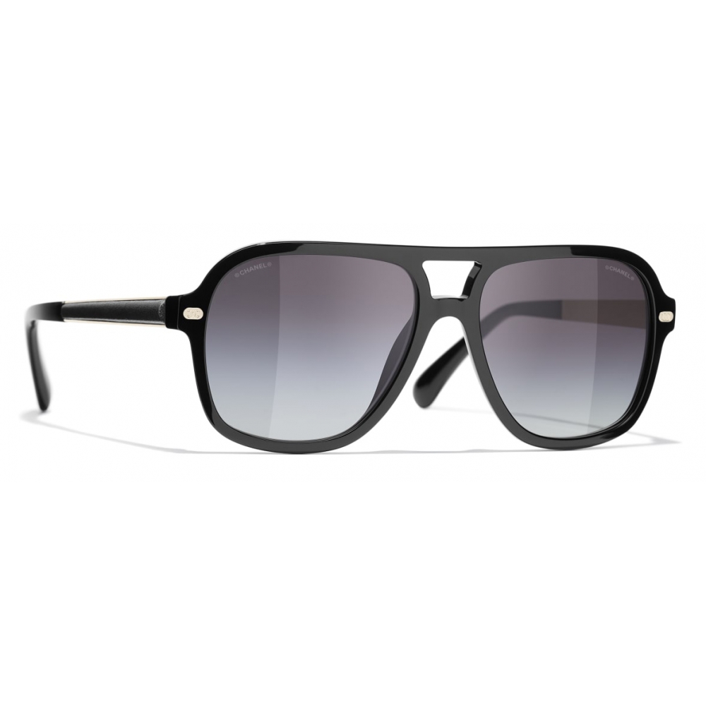 Chanel - Pilot Sunglasses - Black Gold Gray - Chanel Eyewear - Avvenice
