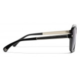 Chanel - Pilot Sunglasses - Black Gold Gray - Chanel Eyewear