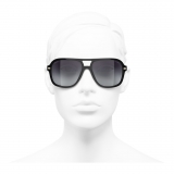 Chanel - Occhiali da Sole Pilota - Nero Oro Grigio - Chanel Eyewear