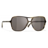 Chanel - Occhiali da Sole Pilota - Verde Tartaruga Marrone - Chanel Eyewear