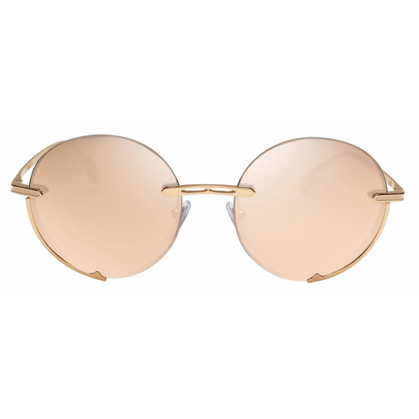 Bulgari - B.Zero1 - Logo Embrace Metal Round Sunglasses - Pink Bronze - B.Zero1 Collection - Sunglasses - Bulgari Eyewear