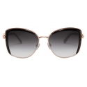 Bulgari - Squared Metal Sunglasses with Serpenti Openwork Metal Décor with Crystals - Pink Gold Black - Bulgari Eyewear