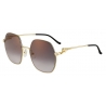 Cartier - Geometric - Smooth Golden-Finish Metal Gray Lenses with Golden Flash - Panthère de Cartier -Cartier Eyewear