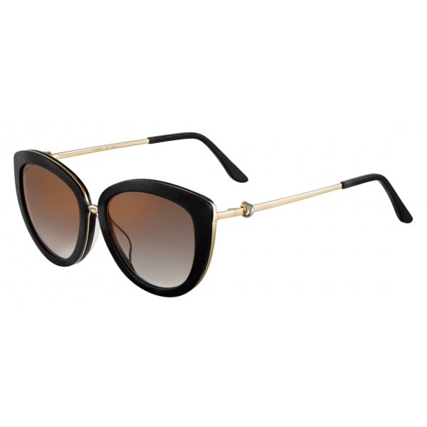 Cartier - Butterfly - Black Composite Graduated Gray Lenses with Golden Flash - Trinity Collection -Cartier Eyewear