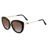 Cartier - Farfalla - Acetato Nero Lenti Grigie Sfumate con Flash Oro - Trinity Collection -Cartier Eyewear