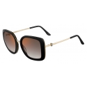 Cartier - Square - Black Composite Graduated Gray Lenses with Golden Flash - Trinity Collection -Cartier Eyewear