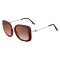 Cartier - Square - Burgundy Composite Graduated Brown Lenses with Golden Flash - Trinity -Cartier Eyewear