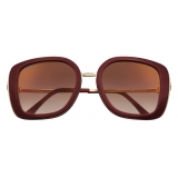 Cartier - Square - Burgundy Composite Graduated Brown Lenses with Golden Flash - Trinity -Cartier Eyewear