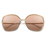 Cartier - Square - Smooth Golden-Finish and Platinum-Finish Metal Brown Lenses – Trinity-Cartier Eyewear