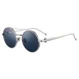 Cartier - Round - Smooth Platinum-Finish Titanium Blue Lenses - Pasha de Cartier- Sunglasses - Cartier Eyewear