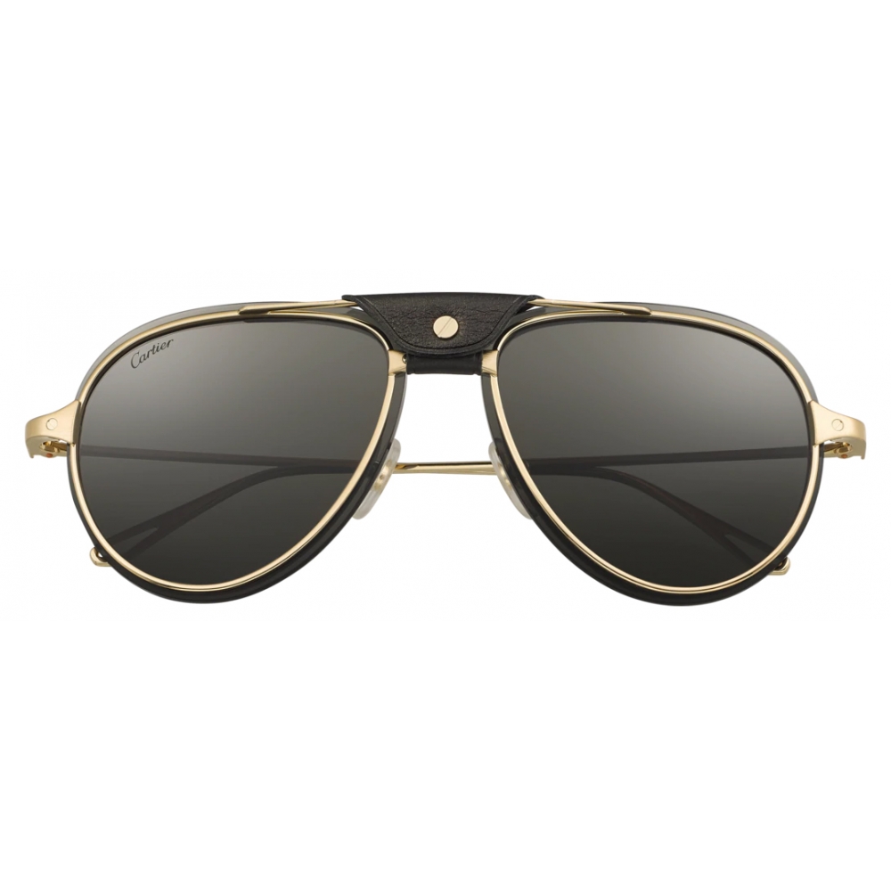 Cartier Pilot Smooth And Brushed Golden Finish Metal Santos De Cartier Sunglasses 