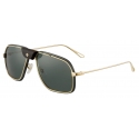 Cartier - Pilot - Smooth Golden-Finish Metal Green Lenses - Santos de Cartier- Sunglasses - Cartier Eyewear