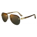 Cartier - Pilot - Smooth Golden-Finish Metal Gray Lenses with Golden Flash - Decor C de Cartier-Cartier Eyewear