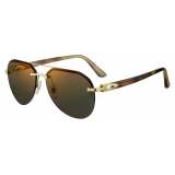 Cartier - Pilot - Smooth Golden-Finish Metal Gray Lenses with Golden Flash - Decor C de Cartier-Cartier Eyewear