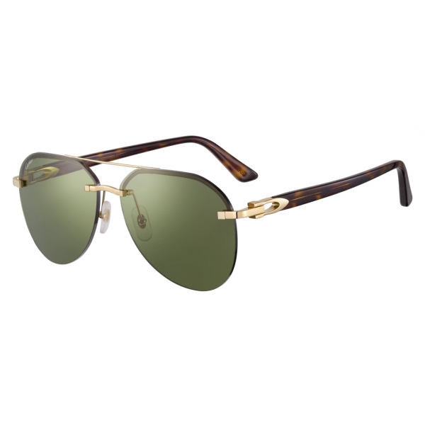 Cartier - Pilot - Smooth Golden-Finish Metal Green Lenses - Decor C de ...