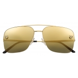 Cartier - Navigator -Golden-Finish Metal Gray Lenses- Panthère de Cartier- Sunglasses - Cartier Eyewear