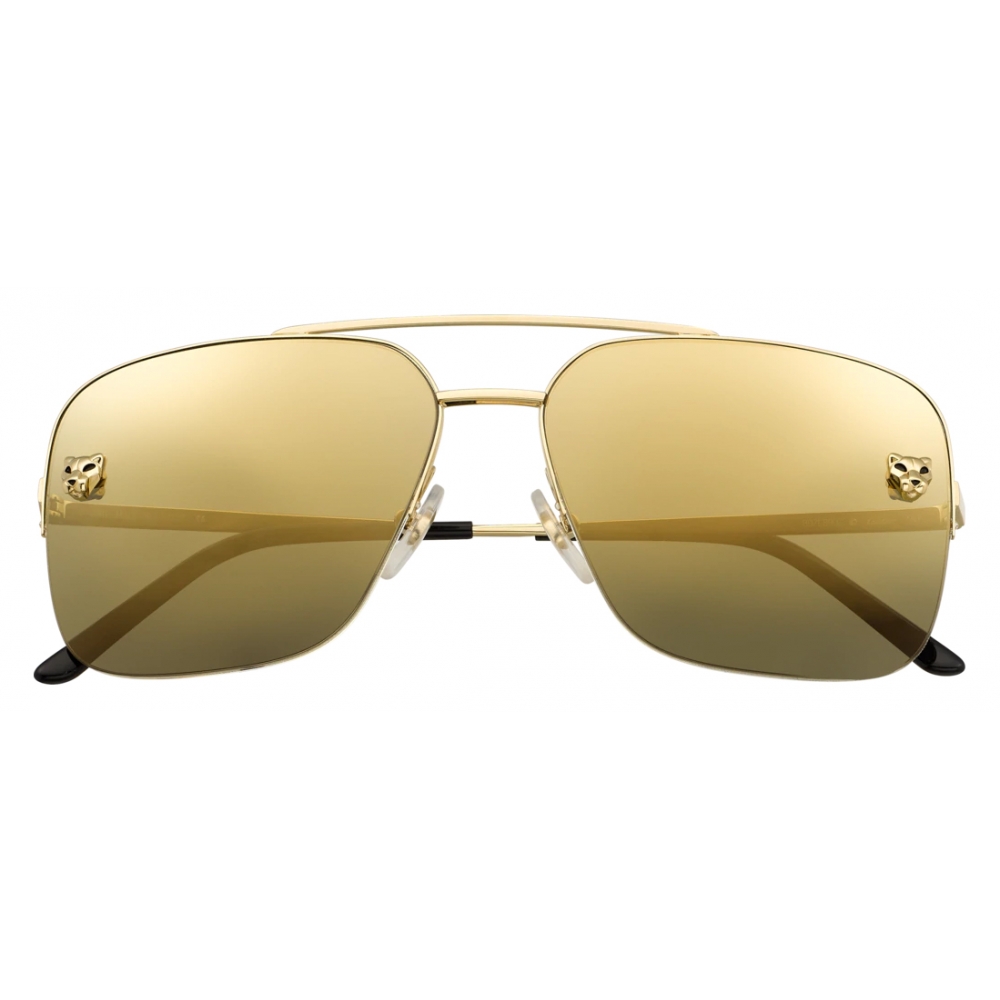 Cartier Navigator Golden Finish Metal Gray Lenses Panth re de