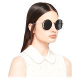 Miu Miu - Miu Miu Noir Sunglasses - Round - Black Crystals - Sunglasses - Miu Miu Eyewear