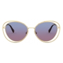 Miu Miu - Miu Miu La Mondaine Sunglasses - Cat-Eye - Gold Wave Blue - Sunglasses - Miu Miu Eyewear